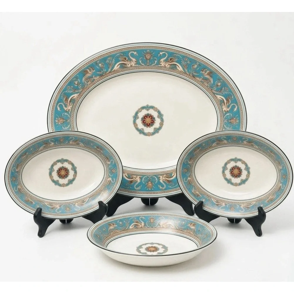 Wedgwood Florentine Dragon Turquoise 4 - Piece Serving Platter & Serving Bowls